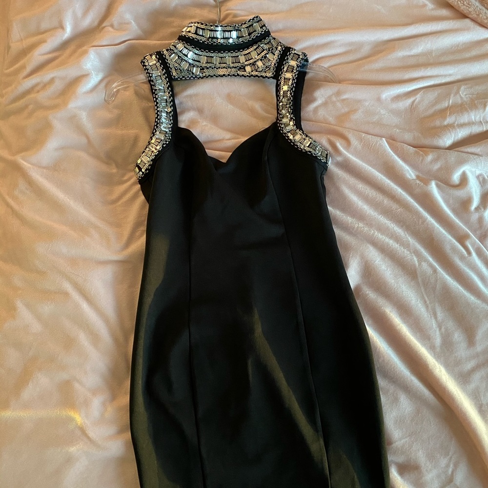 High Neck Silver mini dress